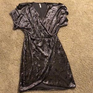 purple velvet knee length dress